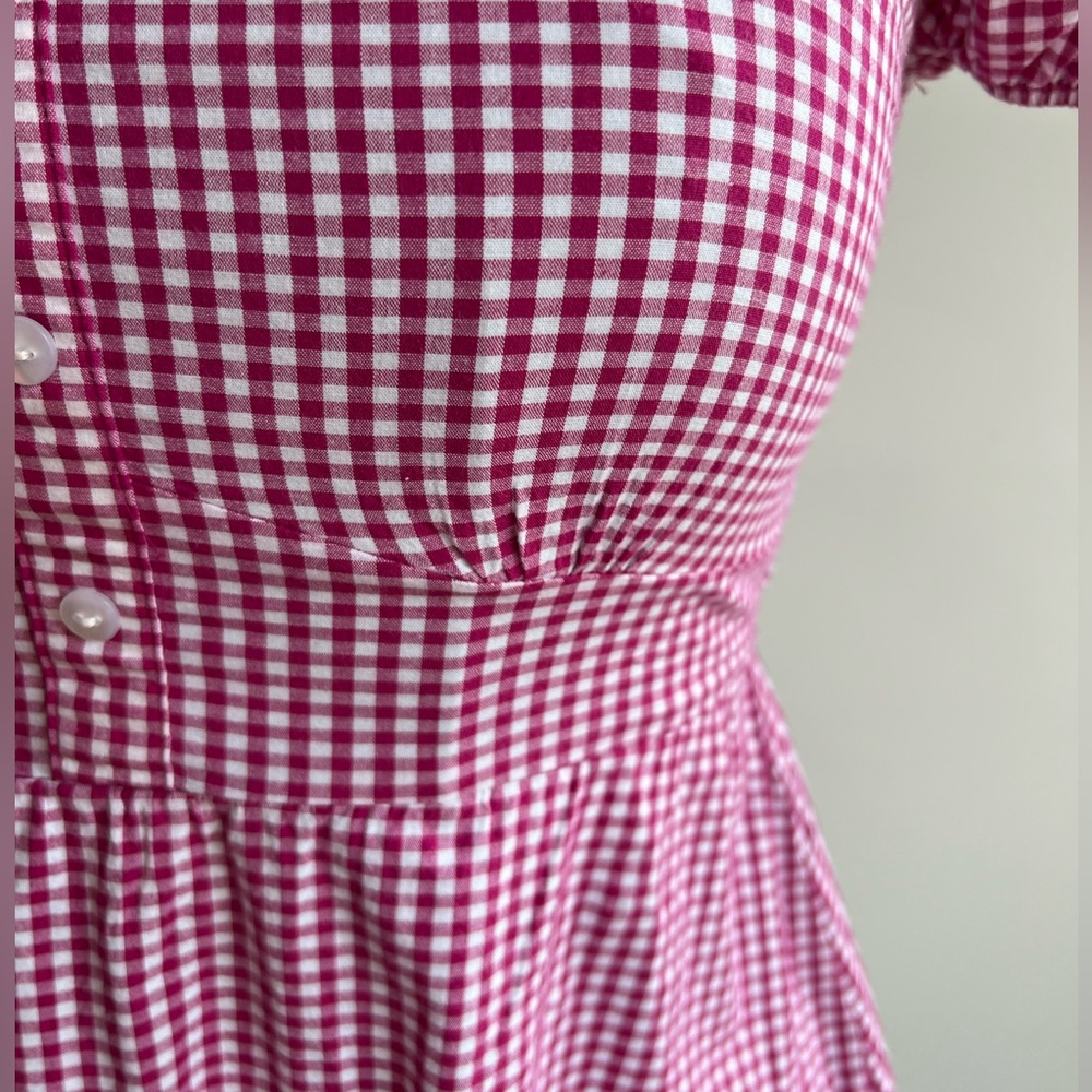 Chic Pink Checkered Midi Dress - Picture 4 of 12